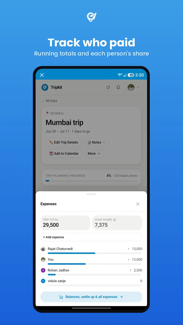 Track who paid — trip expenses